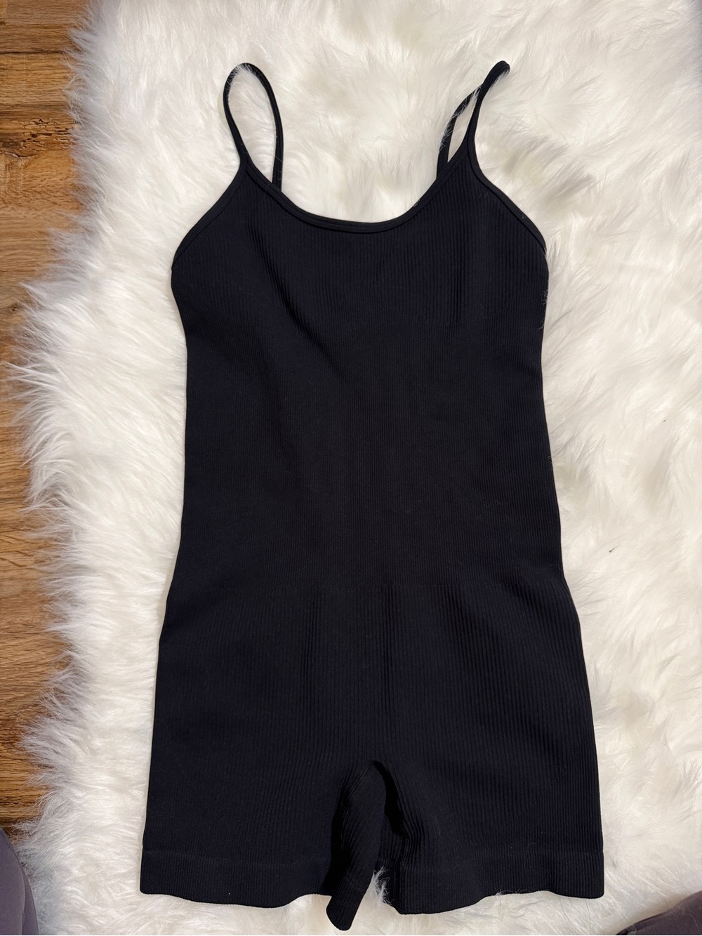 Black Ribbed Shapewear Romper Size S NWOT